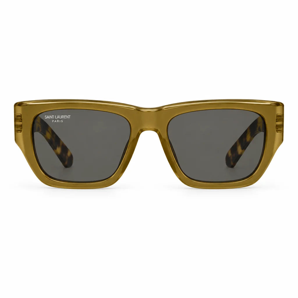 Saint Laurent SL 740 Women Pillowed Square 002 Olive Green / Tortoiseshell Sunglasses