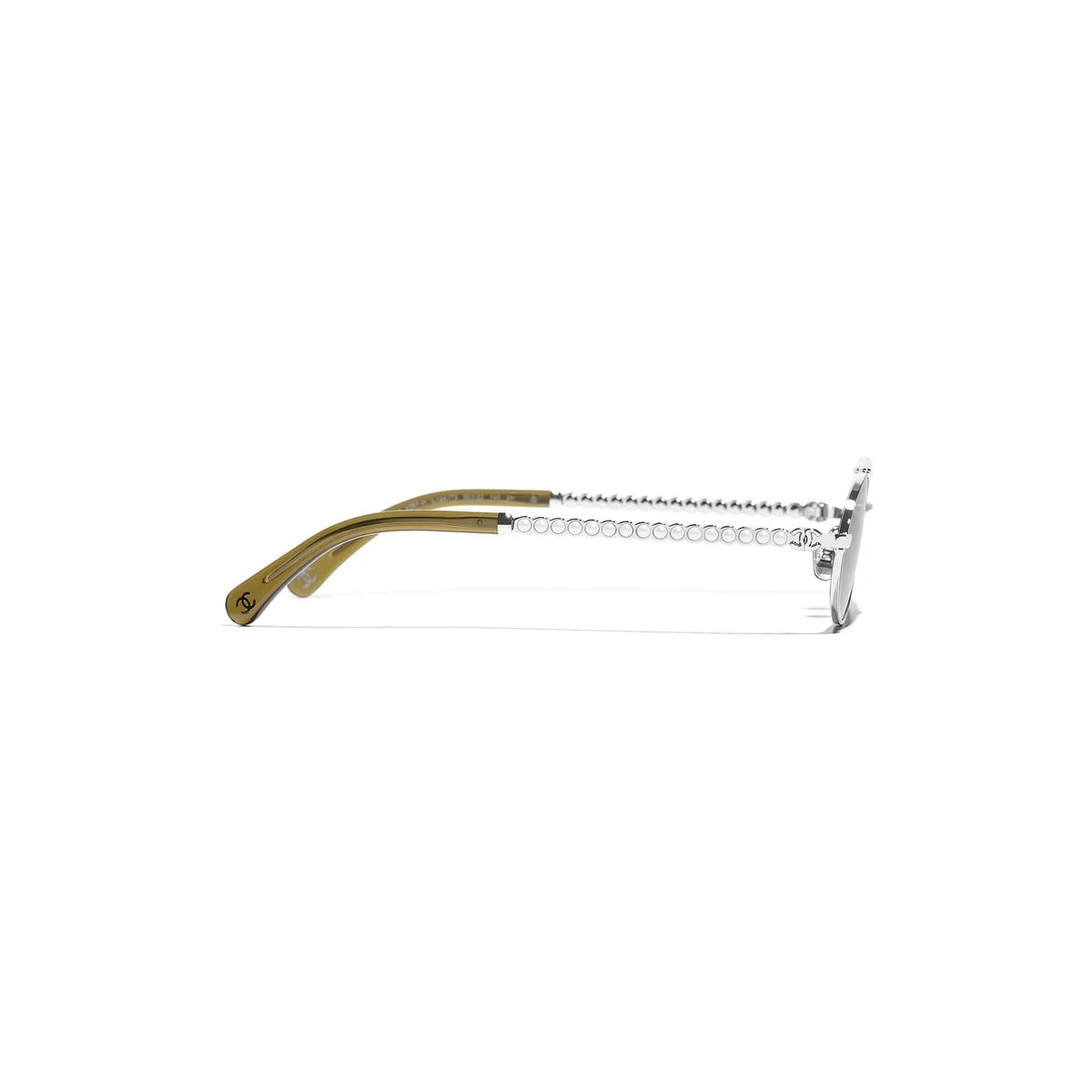 Chanel Oval Metal & Imitation Pearl Brown Sunglasses