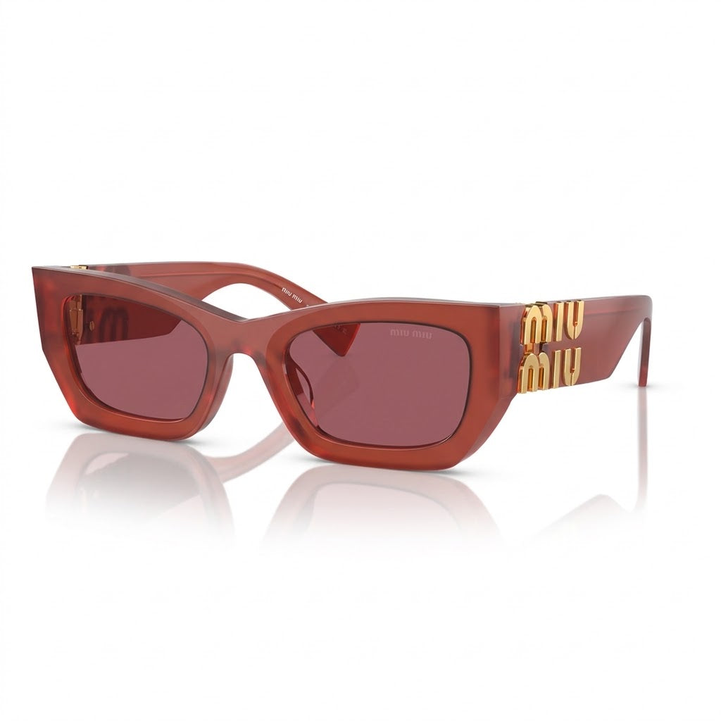 Miu Miu MU 09WS Women Rectangle Cognac Opal / Dark Violet Sunglasses