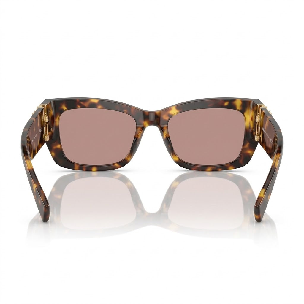 Miu Miu MU 09WS Women Rectangle Honey Havana / Light Purple Sunglasses