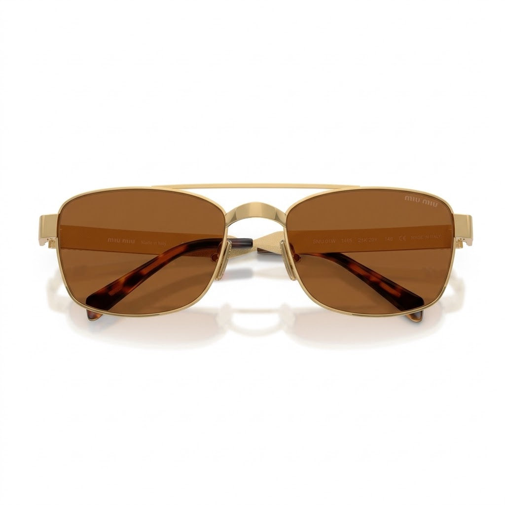 Miu Miu Women / Unisex Double-Bridge Optical Brown / Gold Glasses