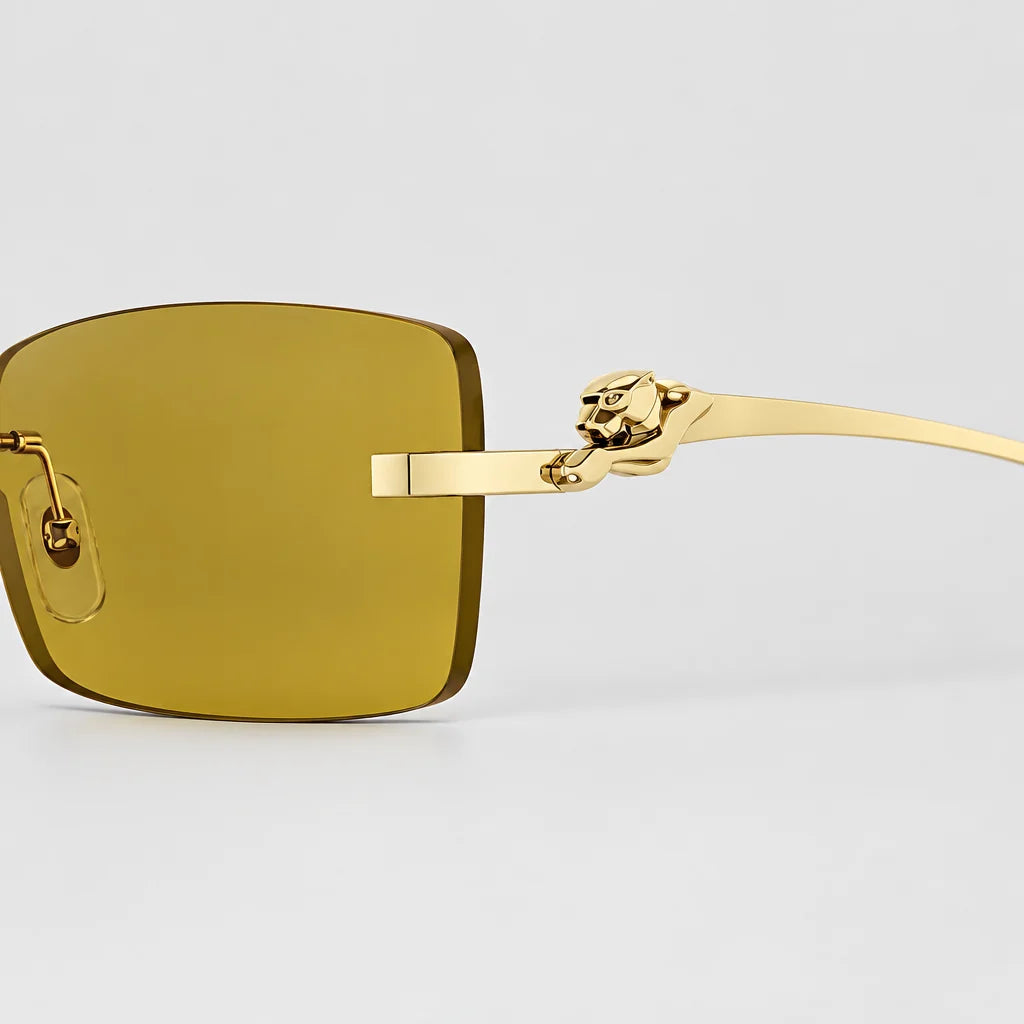 Cartier Panthère de Cartier Unisex Gold & Yellow Rimless Sunglasses