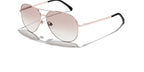 Chanel Women Pilot Titanium & Calfskin Pinky Gold Sunglasses