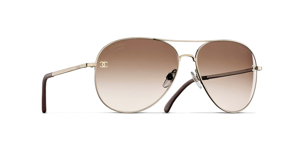 Chanel Women Pilot Polarized Gold Sunglasses