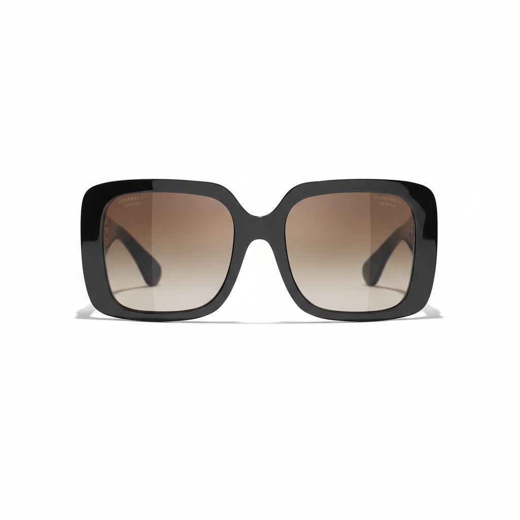 Chanel Women Square Black & Gold Jewel Sunglasses