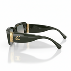 Chanel Women Rectangular Green Sunglasses