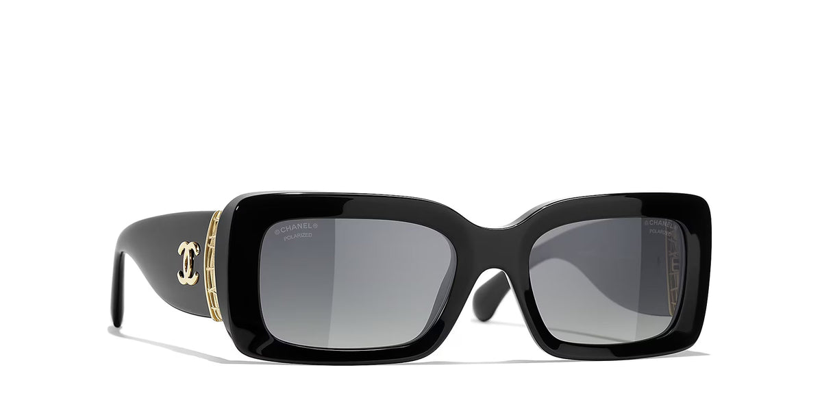Chanel Women Rectangular Black Sunglasses