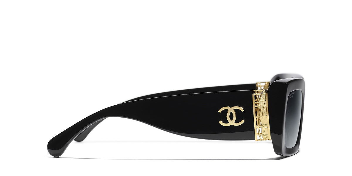 Chanel Women Rectangular Black Sunglasses