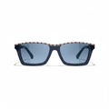 Chanel Women Rectangular Blue Sunglasses