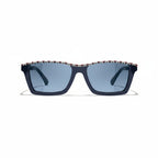 Chanel Women Rectangular Blue Sunglasses