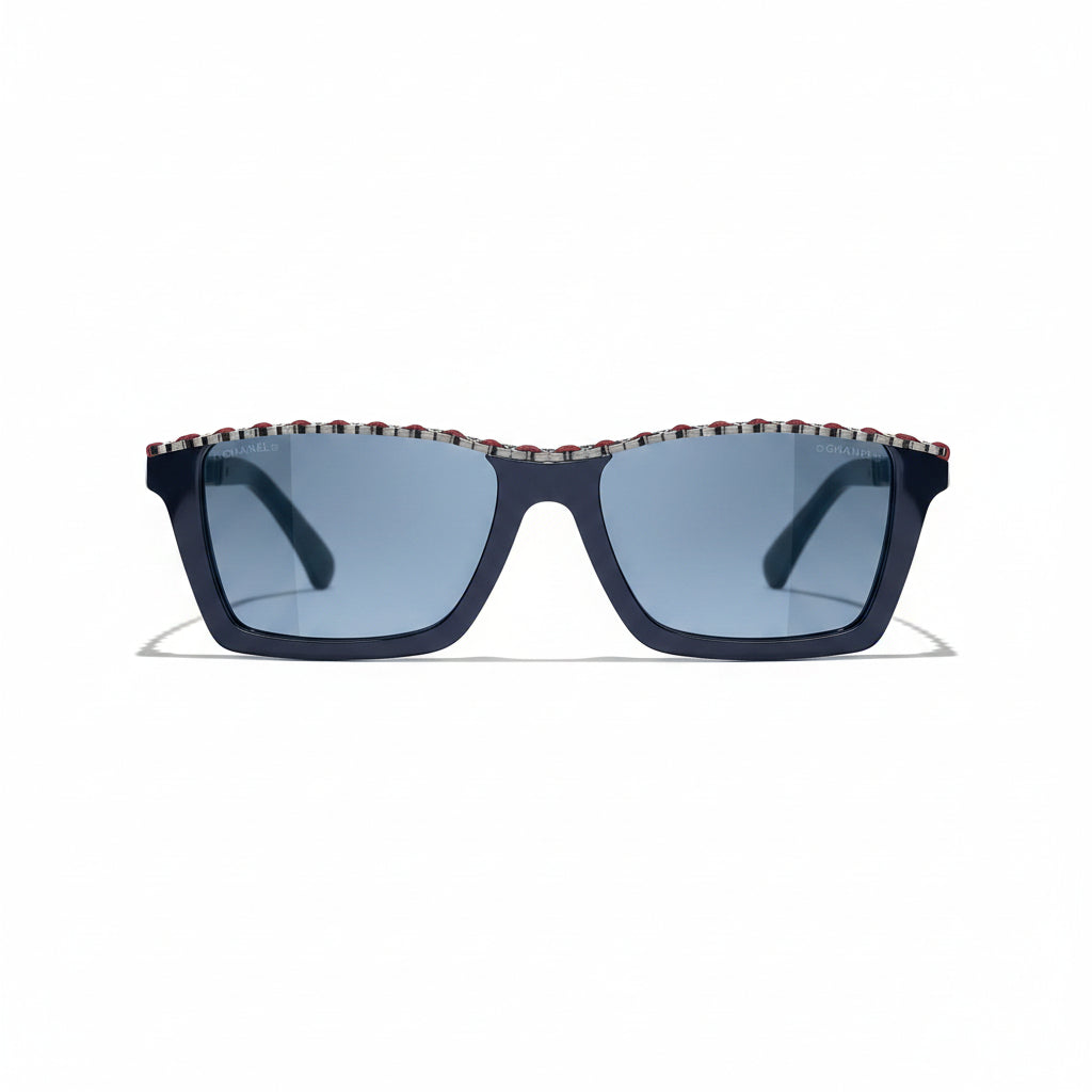 Chanel Women Rectangular Blue Sunglasses