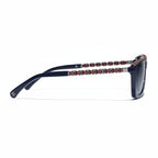 Chanel Women Rectangular Blue Sunglasses