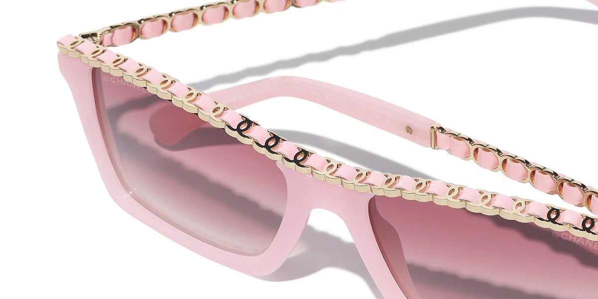 Chanel Women Rectangular Pink Sunglasses