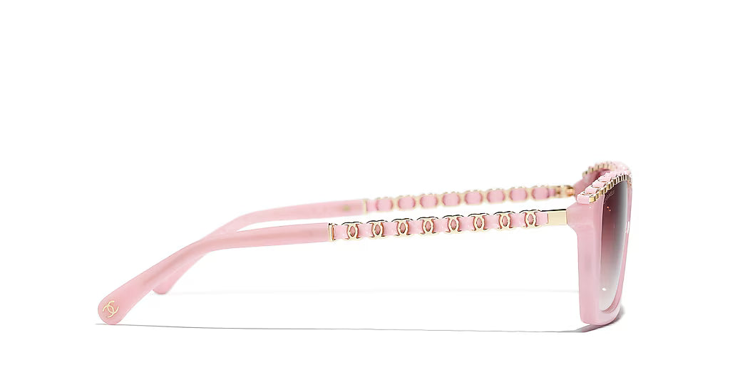 Chanel Women Rectangular Pink Sunglasses