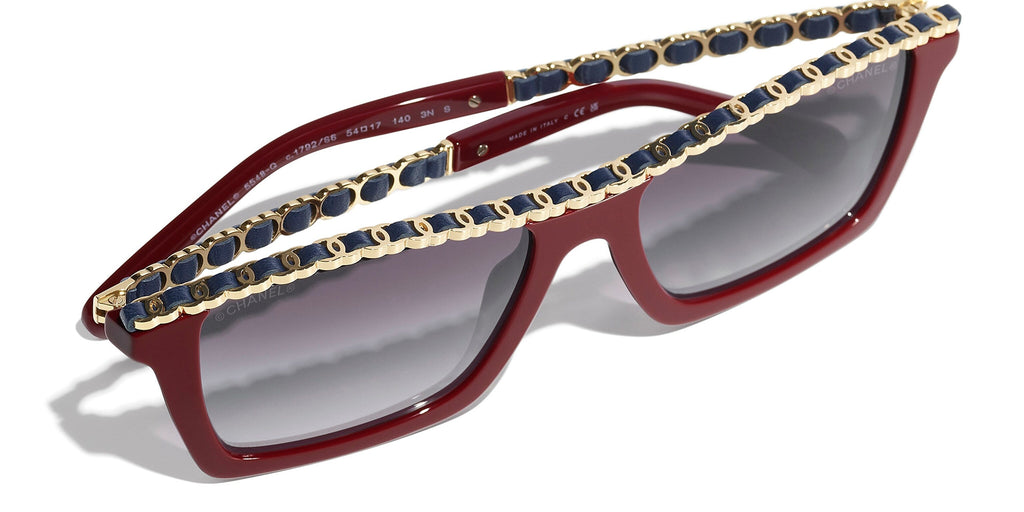 Chanel Women Rectangular Red Sunglasses