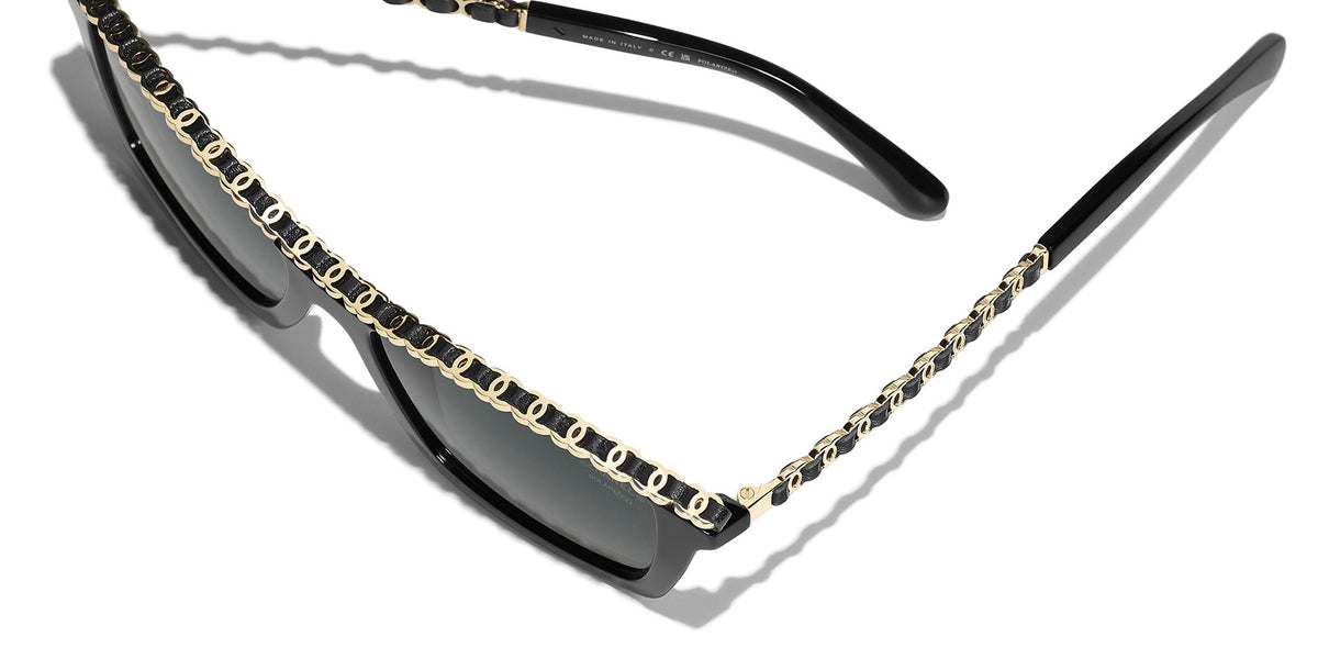 Chanel Women Rectangular Black Sunglasses