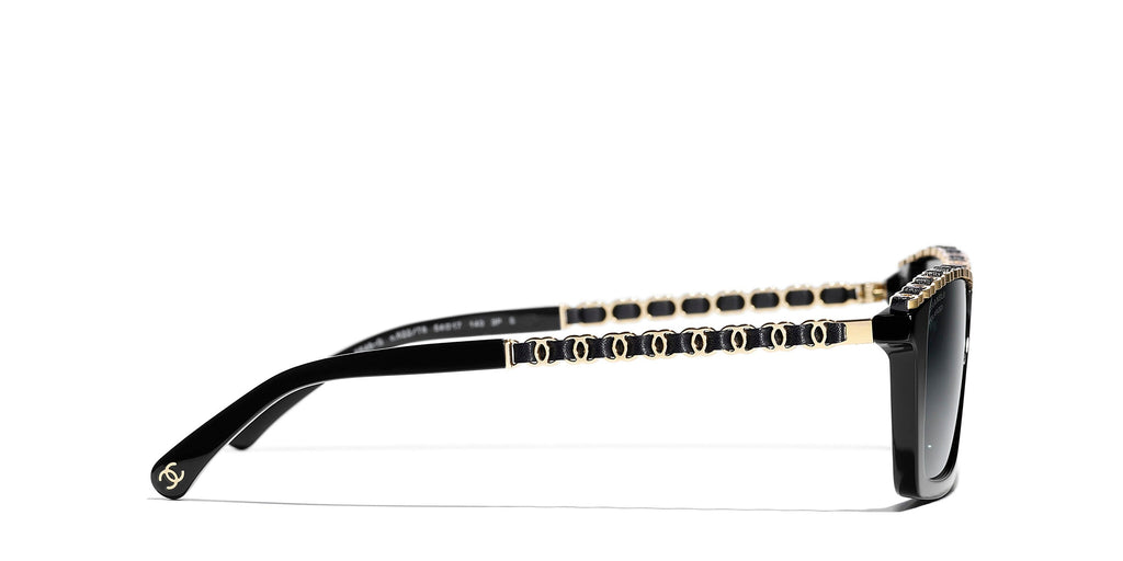 Chanel Women Rectangular Black Sunglasses