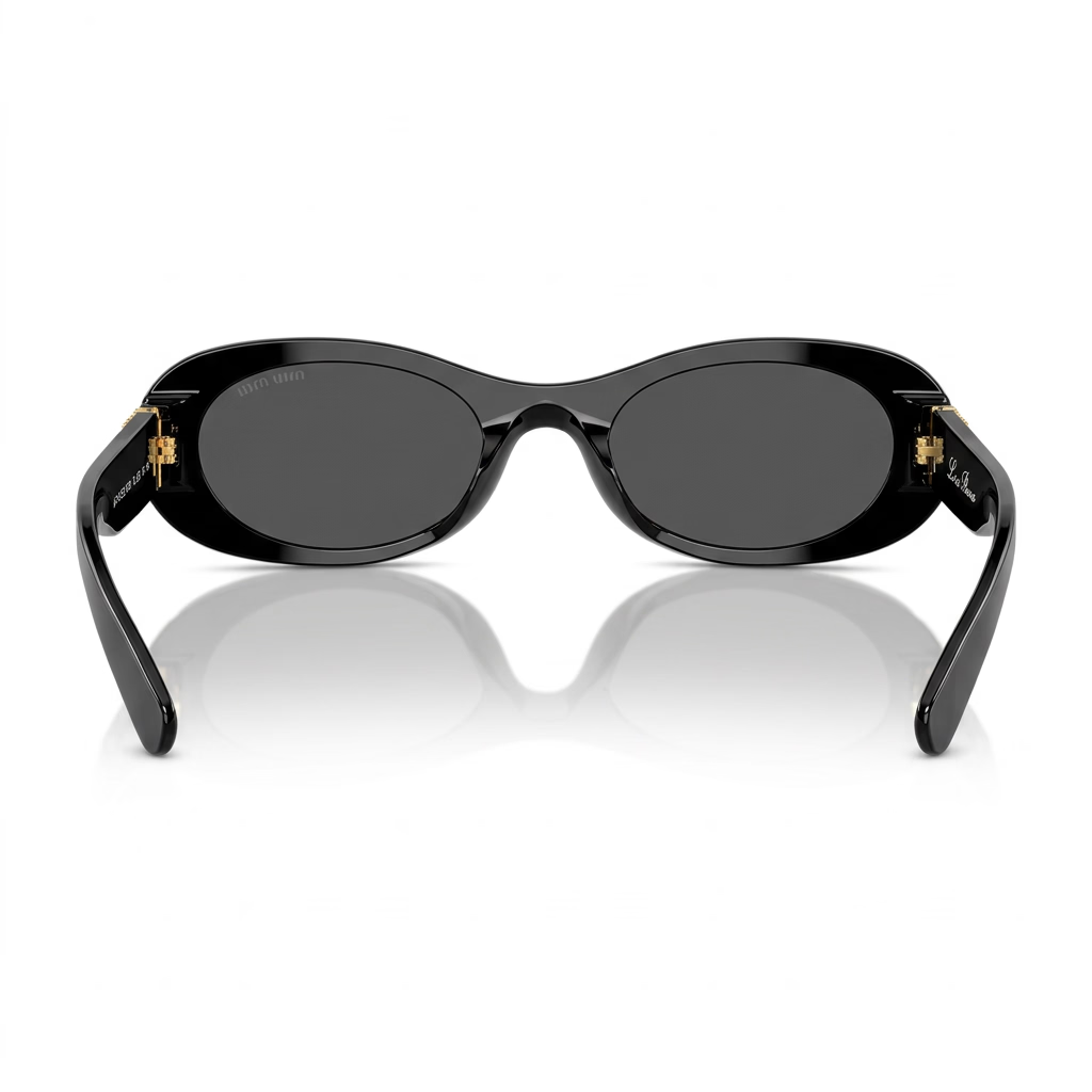 Miu Miu Women Oval Black / Dark Grey Sunglasses