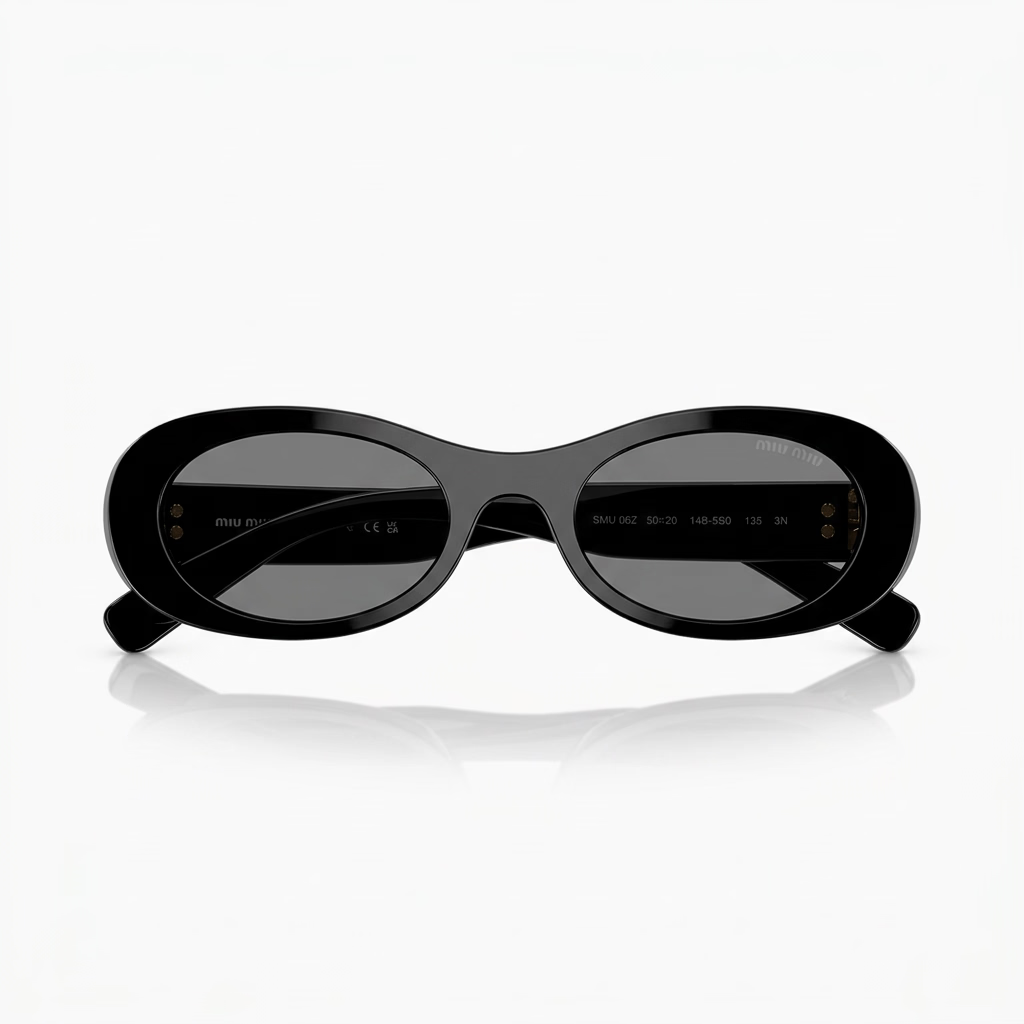 Miu Miu Women Black / Dark Grey Oval Sunglasses