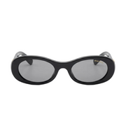 Miu Miu Women Oval Black / Dark Grey Sunglasses