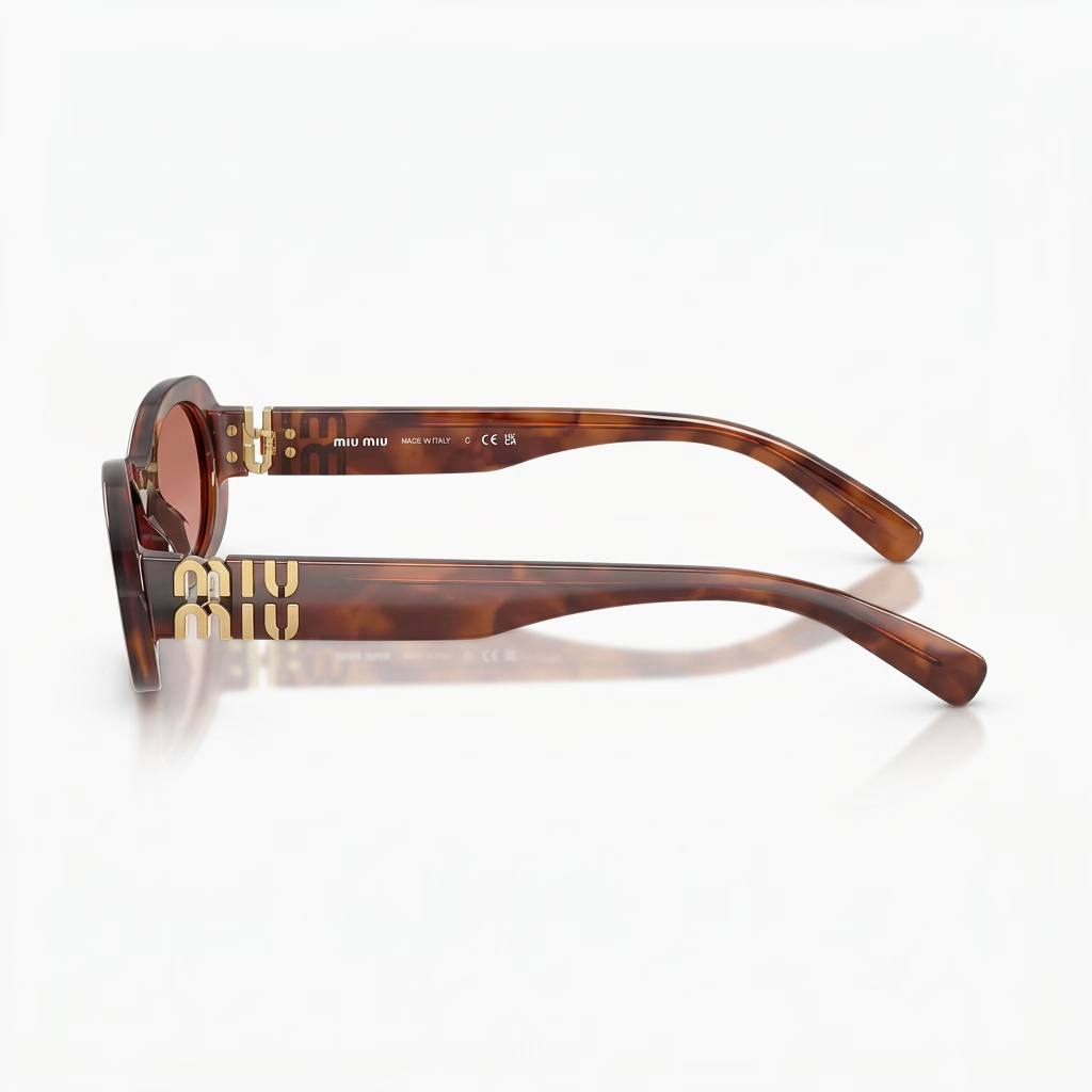 Miu Miu Women Oval Opaline Brown / Pink Tint Sunglasses