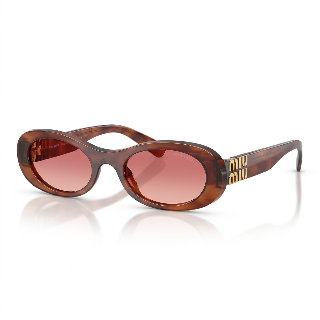 Miu Miu Women Oval Opaline Brown / Pink Tint Sunglasses