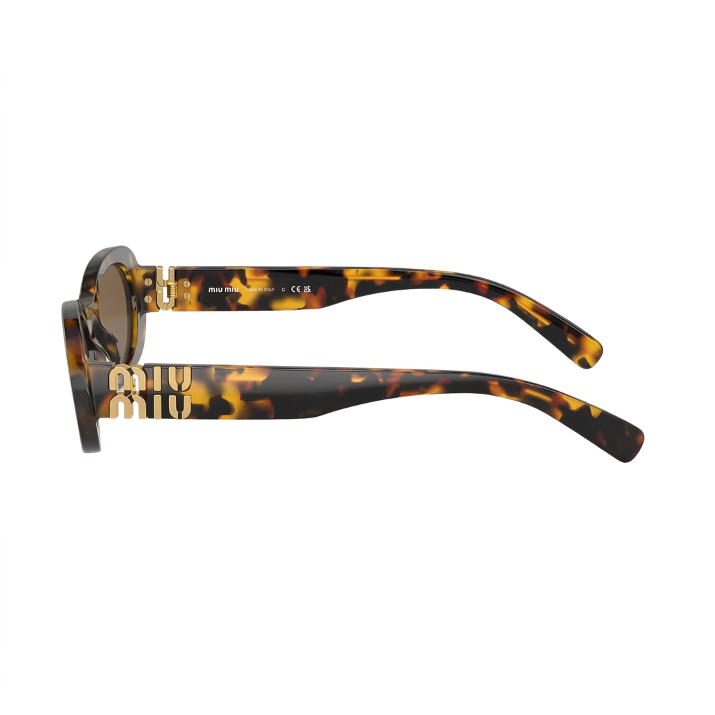 Miu Miu Women Havana Tortoise / Dark Brown Oval Sunglasses