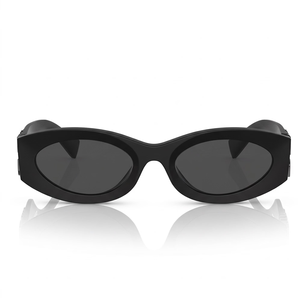 Miu Miu Women MU 11WS Glimpse Oval Matte Black / Dark Grey Sunglasses 