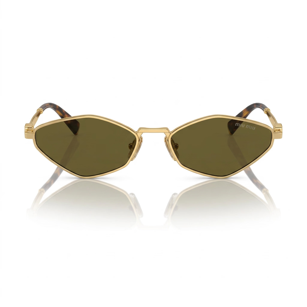 Miu Miu Women Pale Gold / Dark Brown Sunglasses 