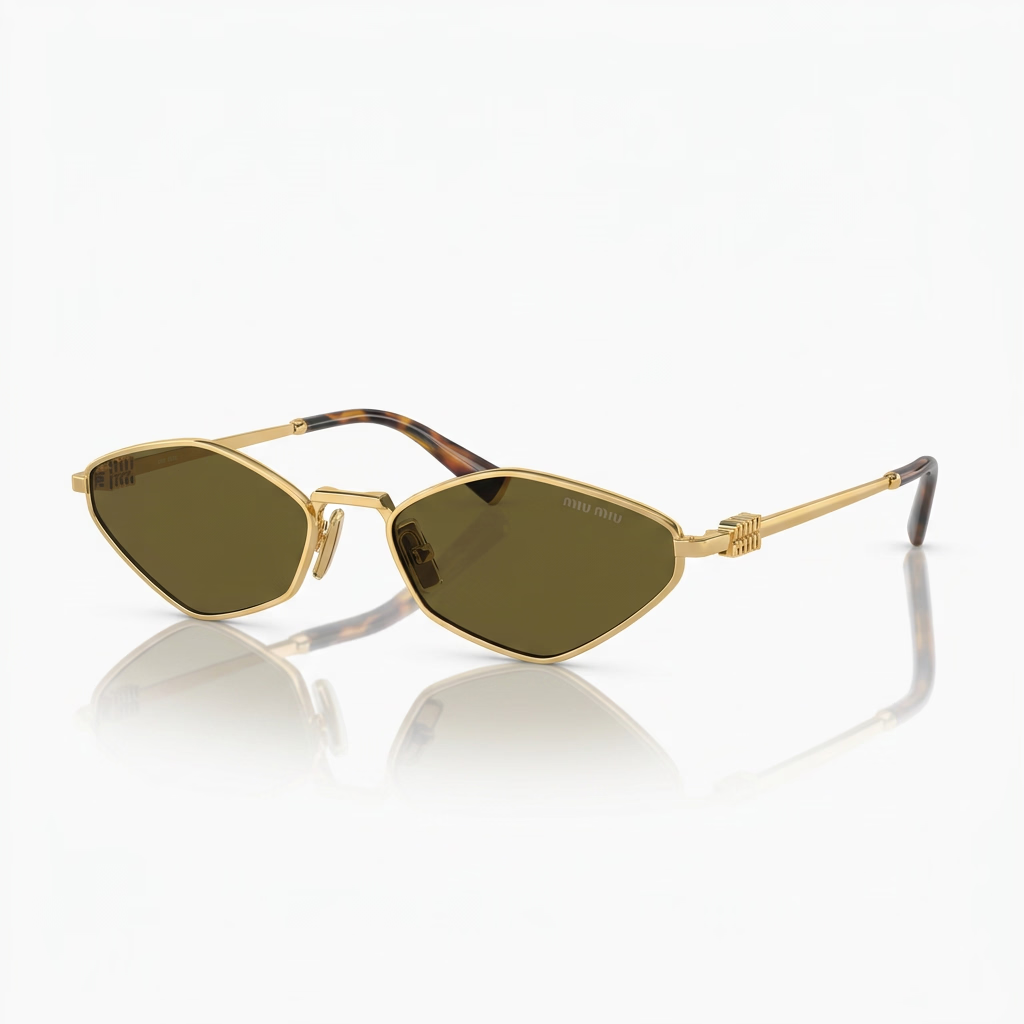 Miu Miu Women Pale Gold / Dark Brown Sunglasses