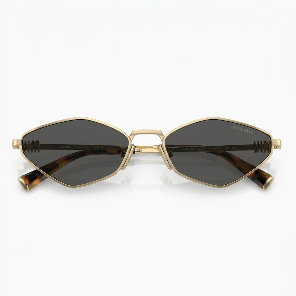 Miu Miu Women Pale Gold Metal Dark Grey Sunglasses