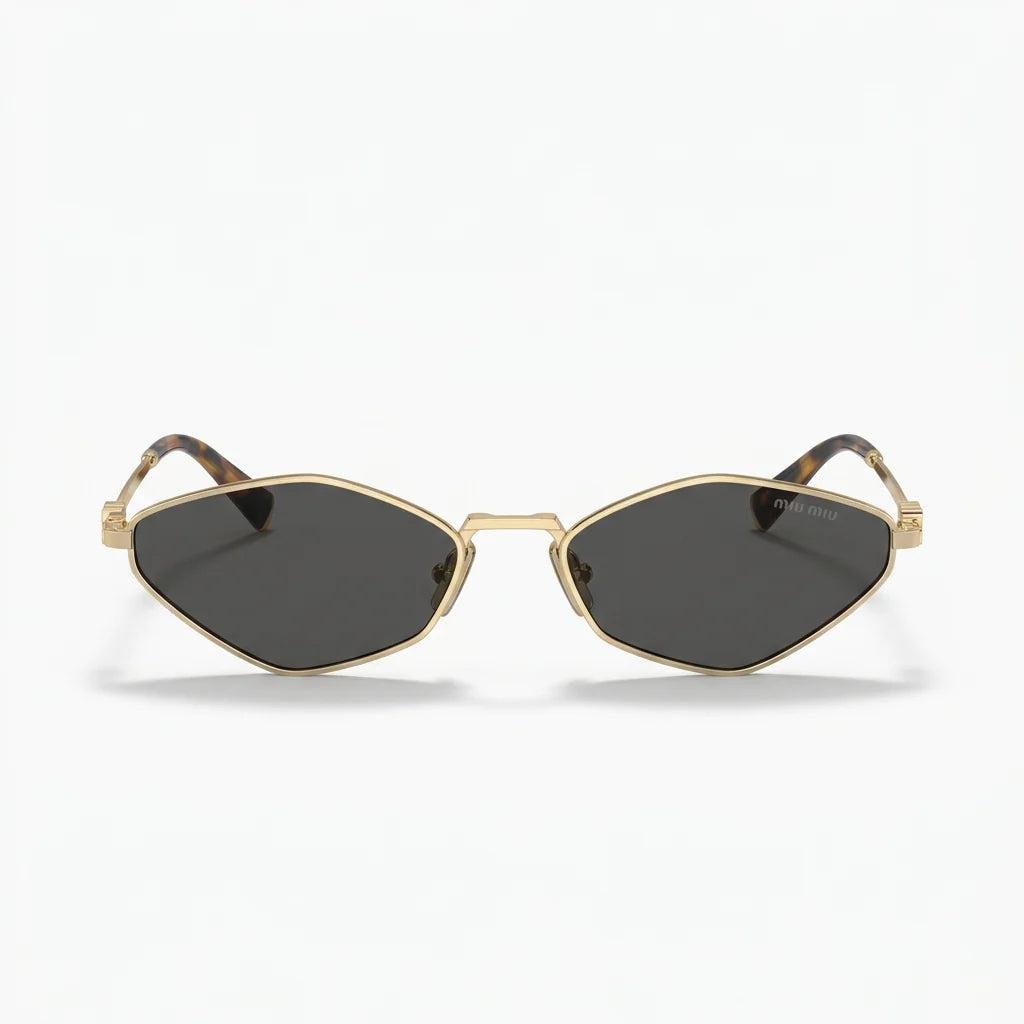 Miu Miu Women Pale Gold Metal Dark Grey Sunglasses 
