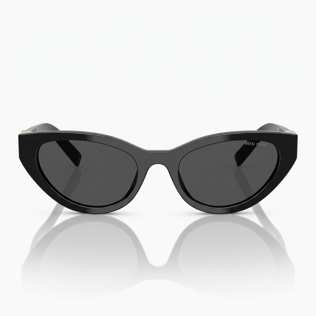 Miu Miu Women MU A04S Cat-Eye Glossy Black / Dark Grey Sunglasses 