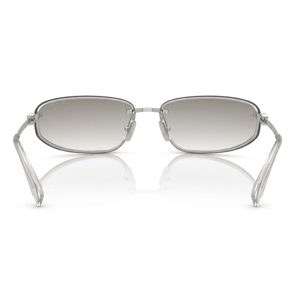 Miu Miu Women MU A50S Rimless Shield Clear Silver Gradient Sunglasses
