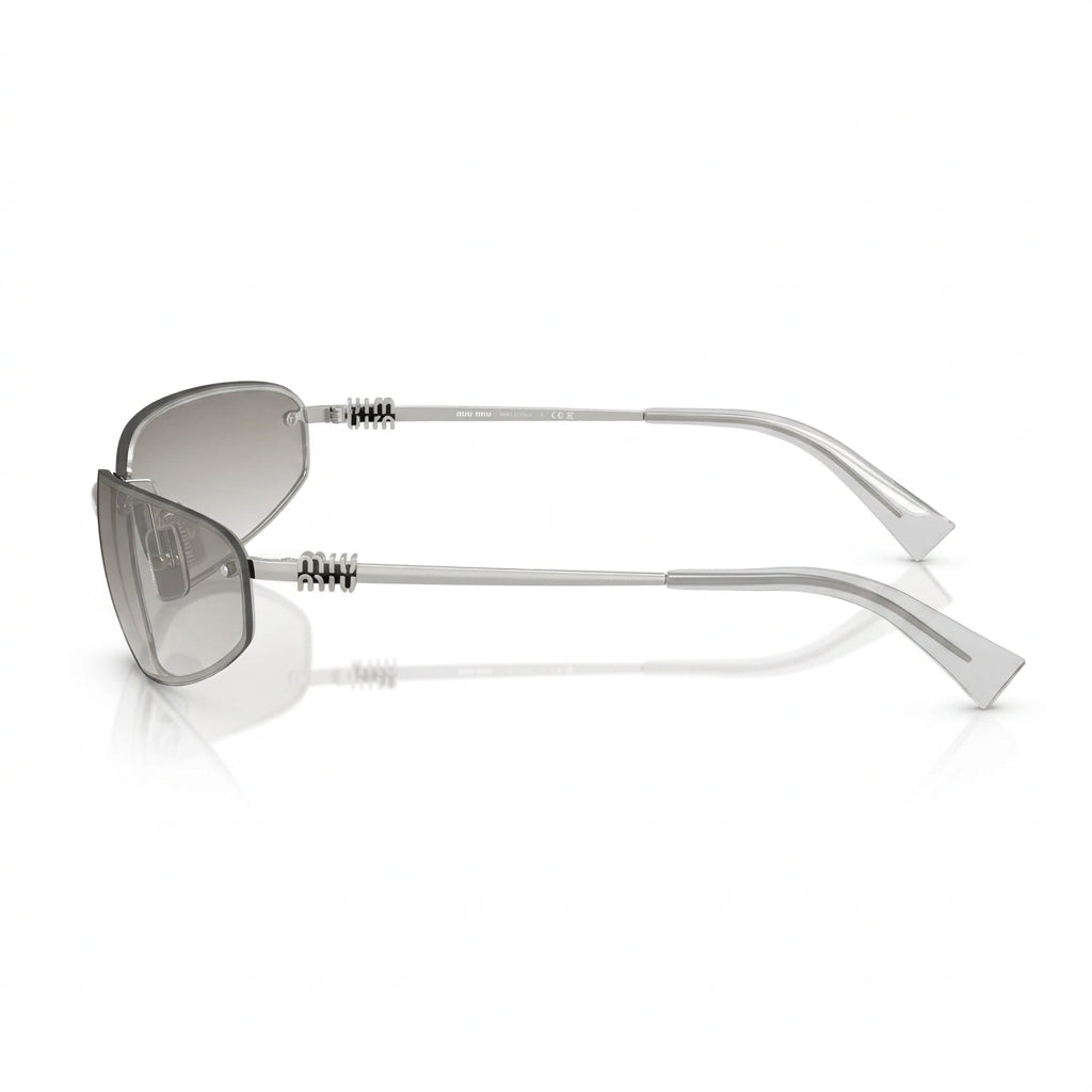 Miu Miu Women MU A50S Rimless Shield Clear Silver Gradient Sunglasses