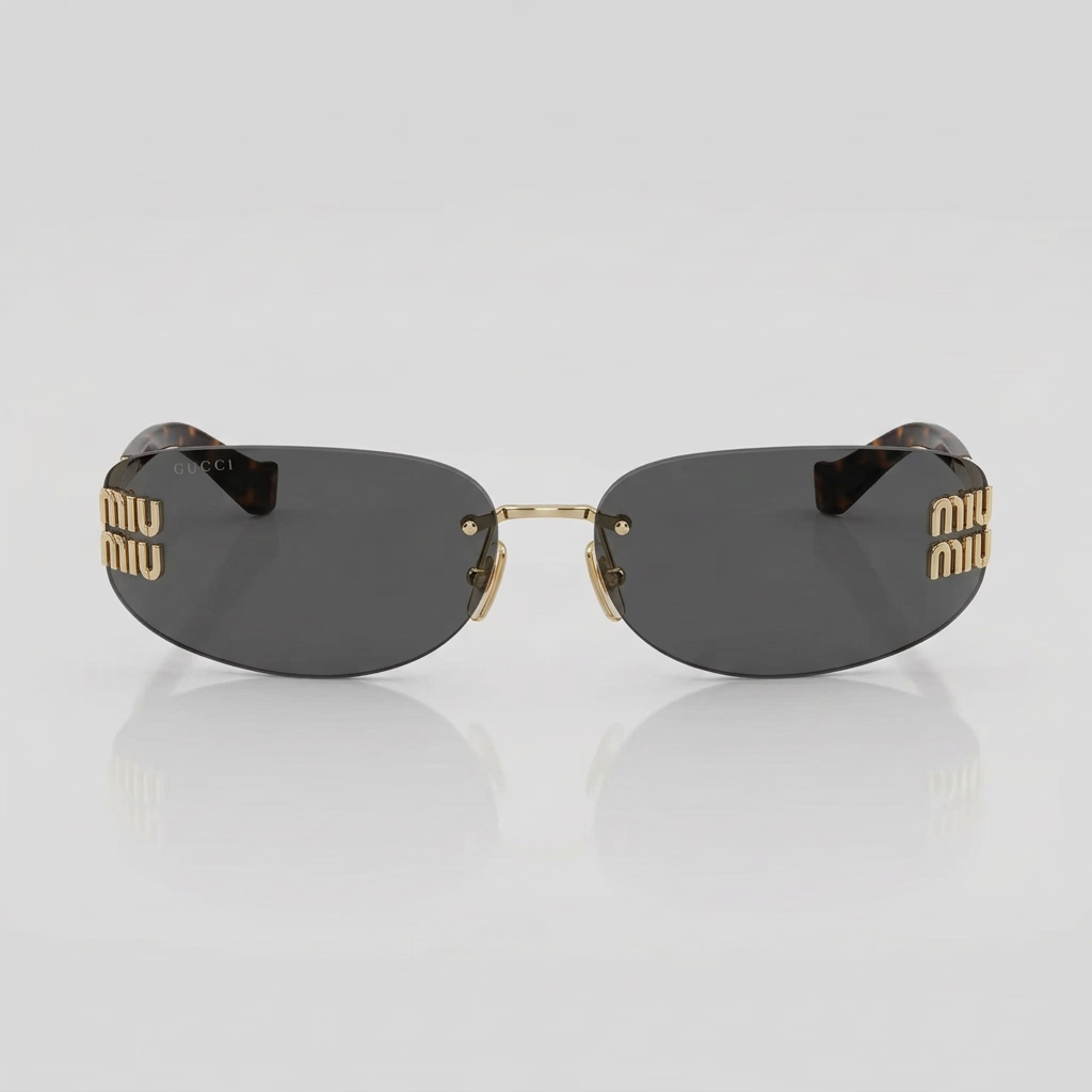 Miu Miu Women Aube Rimless Gold /  Dark Grey Sunglasses