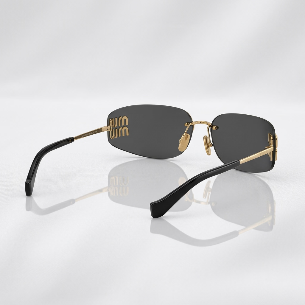 Miu Miu Women Aube Rimless Gold /  Dark Grey Sunglasses