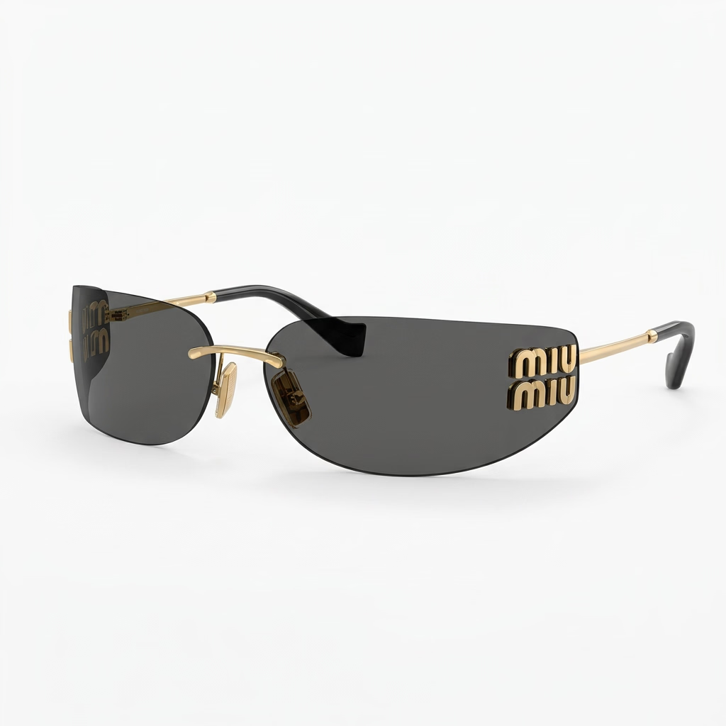 Miu Miu Women Aube Rimless Gold /  Dark Grey Sunglasses
