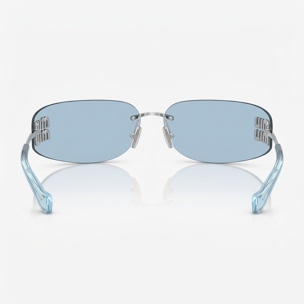 Miu Miu Women Aube Rimless Blue Sunglasses
