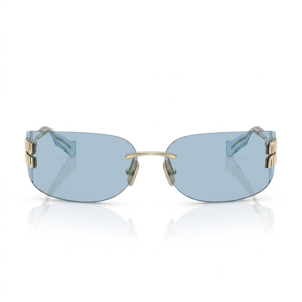 Miu Miu Women Aube Rimless Blue Sunglasses