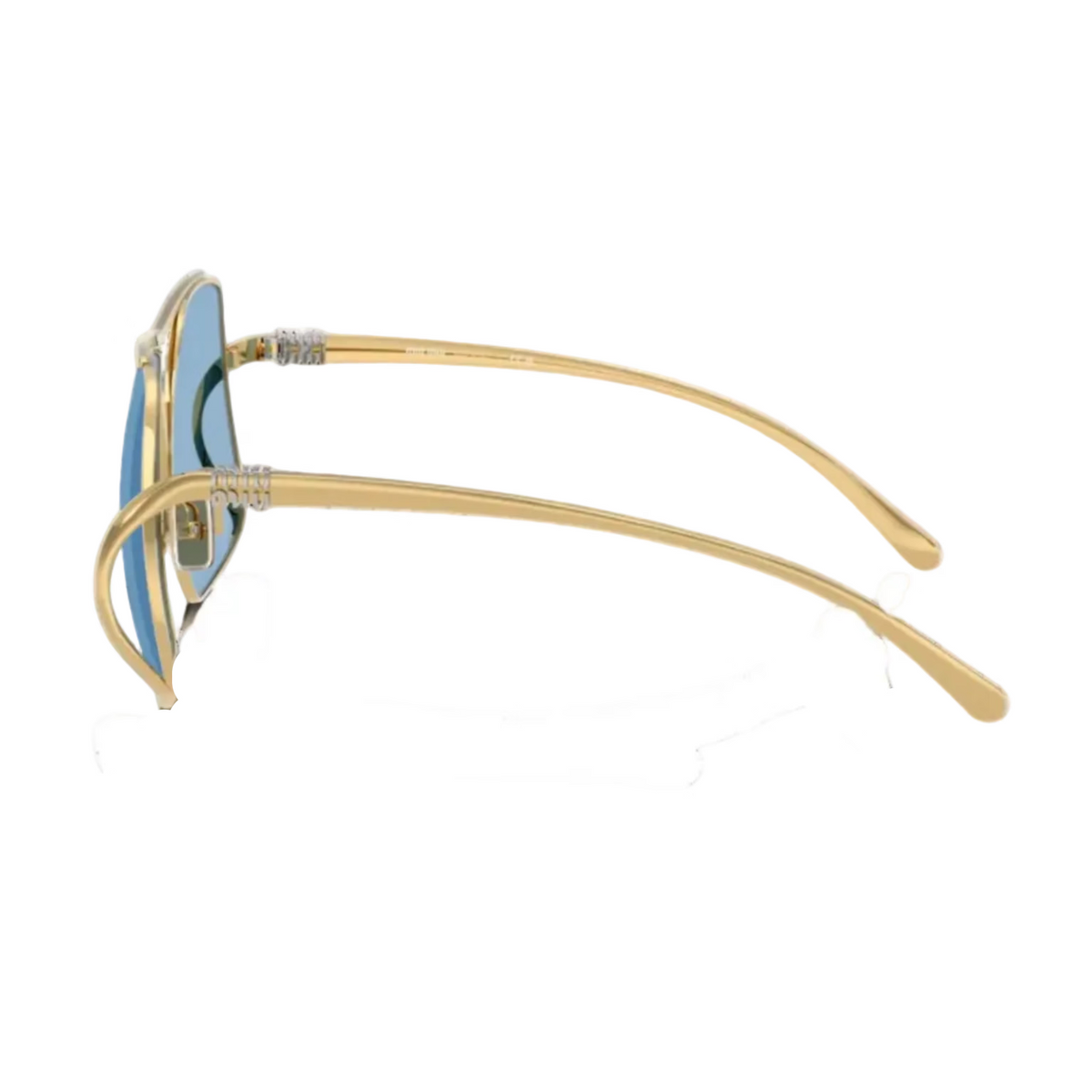 Miu Miu Women Square Gold / Light Blue Sunglasses