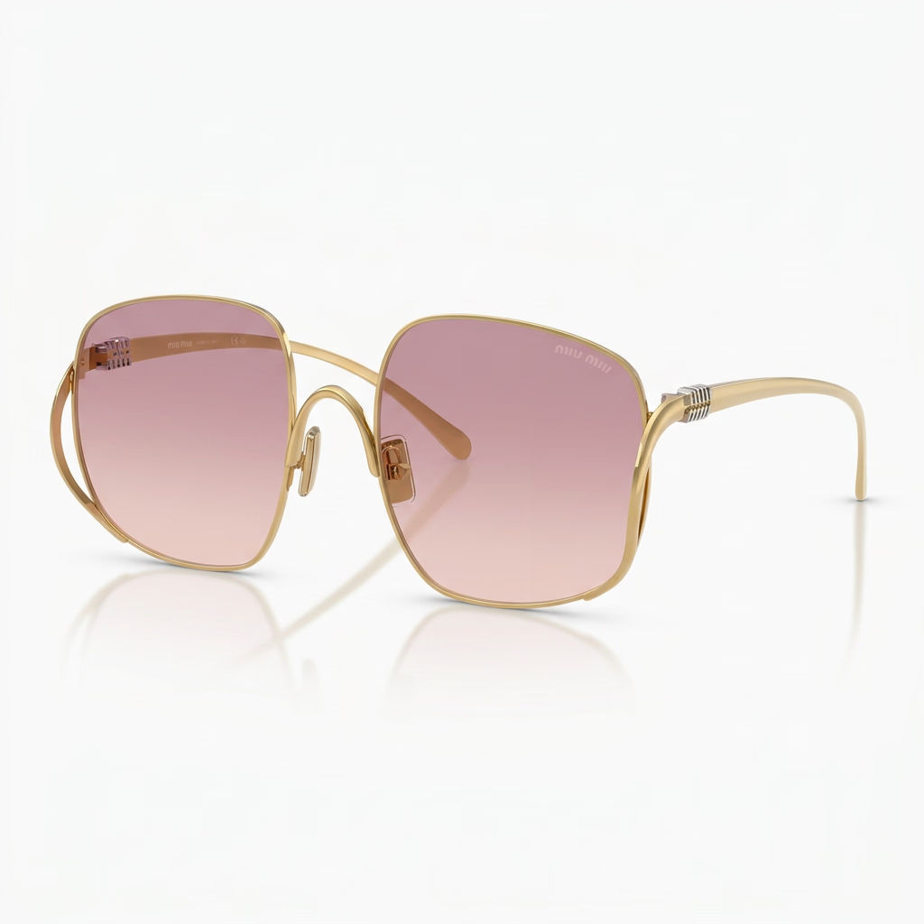 Miu Miu Women MU A57S Oversized Square Pale Gold / Pink Violet Gradient Sunglasses