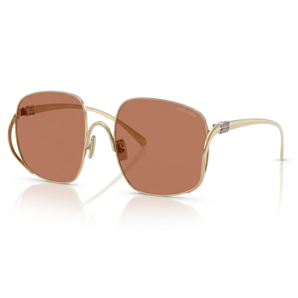 Miu Miu Women MU A57S Oversized Square Pale Gold / Brown Sunglasses