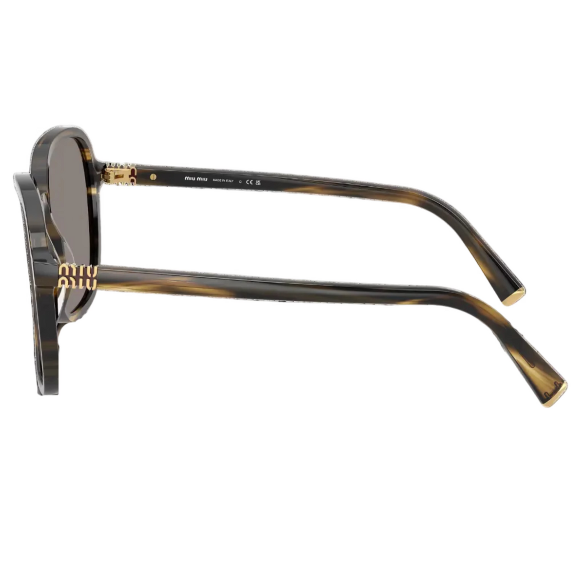 Miu Miu Regard MU B01S Women Oversized Pillow Striped Loden / Dark Grey Sunglasses