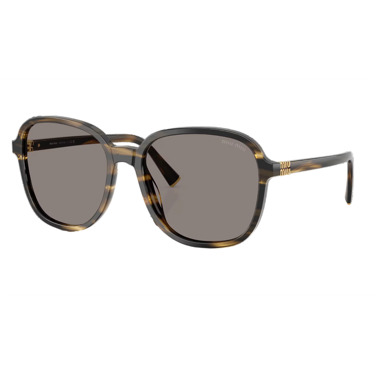 Miu Miu Regard MU B01S Women Oversized Pillow Striped Loden / Dark Grey Sunglasses