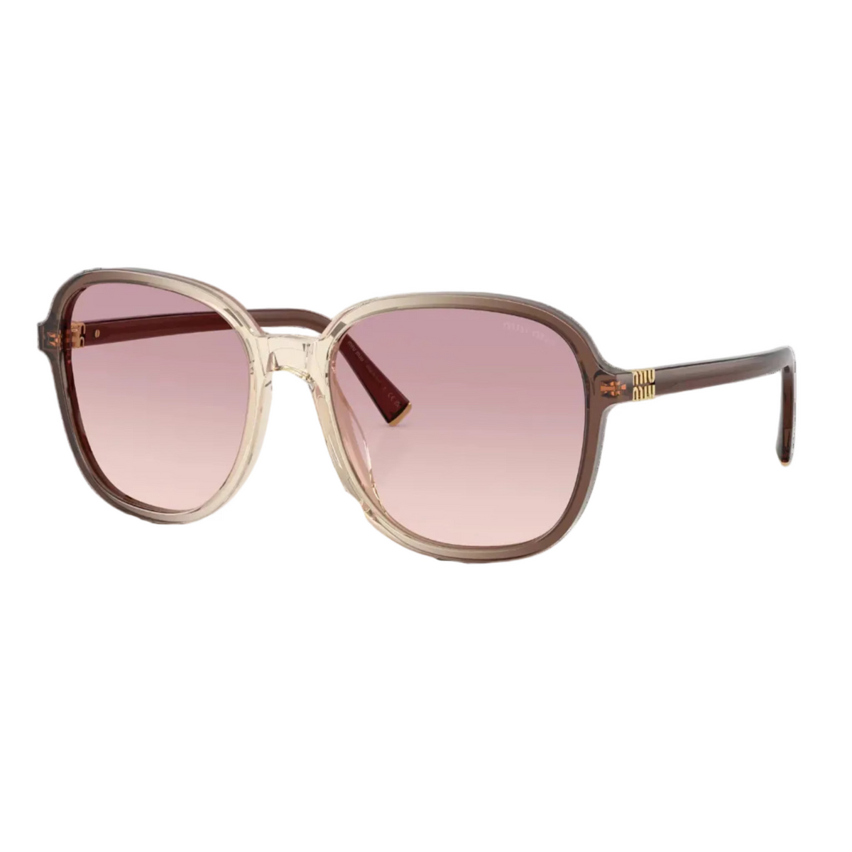 Miu Miu Regard MU B01S Women Oversized Pillow Transparent Brown / Gradient Violet Sunglasses