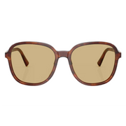 Miu Miu Regard MU B01S Women Oversized Pillow Striped Tobacco / Yellow Sunglasses