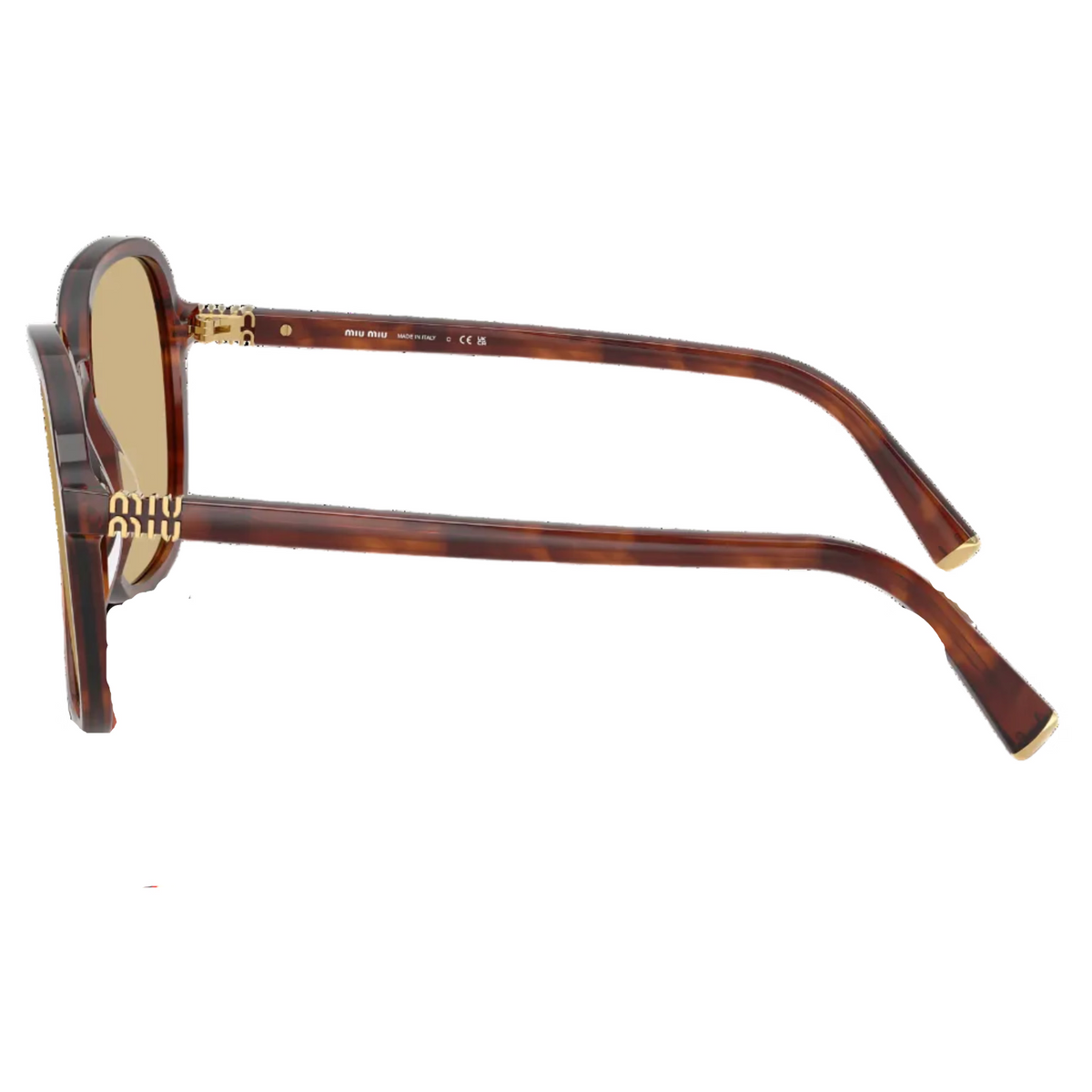 Miu Miu Regard MU B01S Women Oversized Pillow Striped Tobacco / Yellow Sunglasses