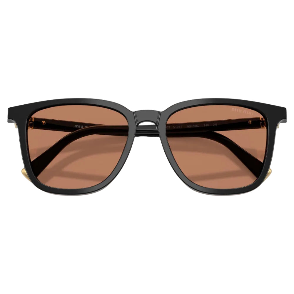 Miu Miu Women Square Black / Brown Sunglasses