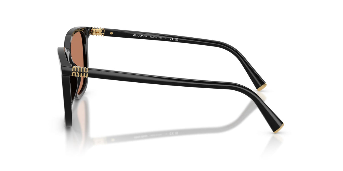 Miu Miu Women Square Black / Brown Sunglasses